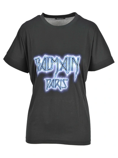 Shop Balmain Tshirt Logo In Black