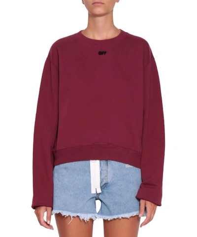 Shop Off-white Arrow Cotton Sweatshirt In Bordeaux