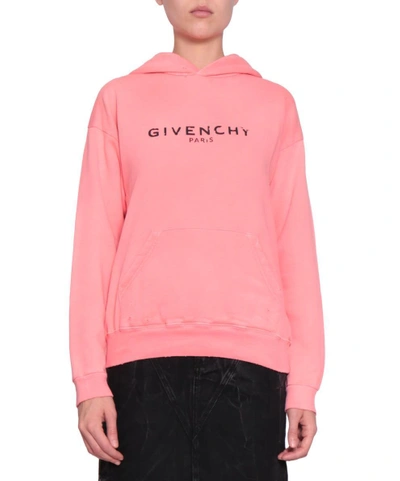 Shop Givenchy Logo Cotton Hoodie In Rosa