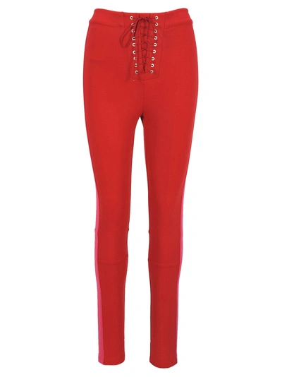 Shop Ben Taverniti Unravel Project Unravel Lace Up Leggings In Red