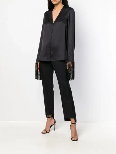 Shop Alexander Mcqueen Fringe Trim Shirt In Black