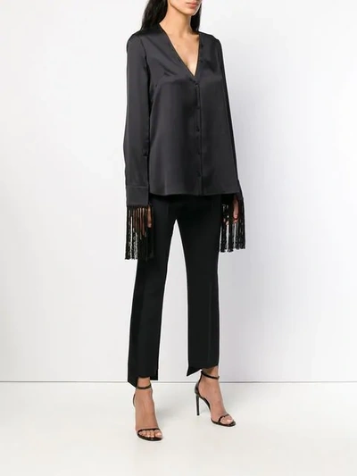 Shop Alexander Mcqueen Fringe Trim Shirt In Black