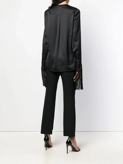 Shop Alexander Mcqueen Fringe Trim Shirt In Black