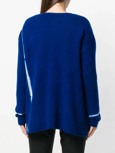 Shop Suzusan Contrast Stripe Detail Cardigan In Blue