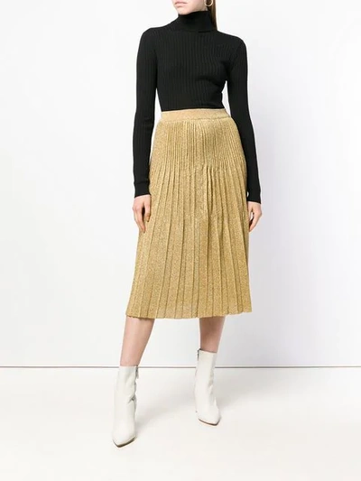 Shop M Missoni Pleated Lurex Midi Skirt - Metallic