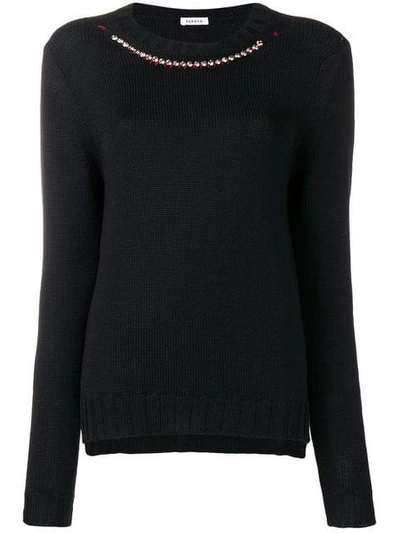 Shop P.a.r.o.s.h . Embellished Collar Jumper - Black