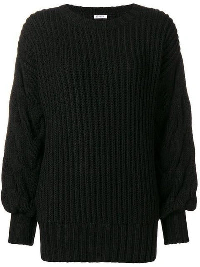 Shop P.a.r.o.s.h . Ribbed Cable Knit Jumper - Black