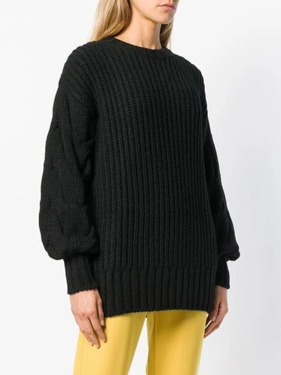 Shop P.a.r.o.s.h . Ribbed Cable Knit Jumper - Black