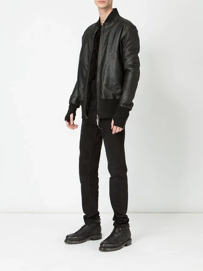 Shop Isaac Sellam Experience Leather Bomber Jacket In Black