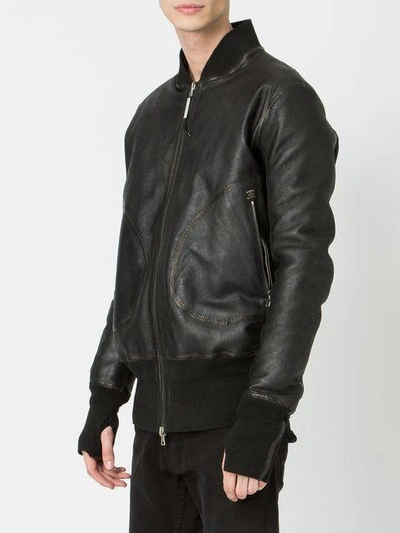 Shop Isaac Sellam Experience Leather Bomber Jacket In Black