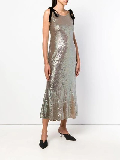 Shop Attico Tie Shoulder Sequin Maxi Dress In Neutrals