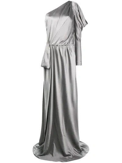 Shop Alberta Ferretti Long Evening Dress In Grey