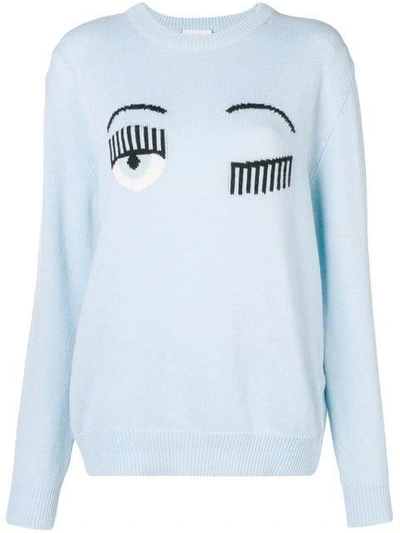 Shop Chiara Ferragni Maglia Round Neck Sweatshirt In Blue