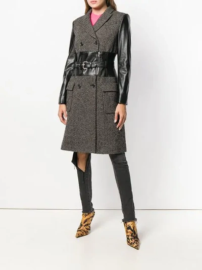 Shop Moschino Belted Coat In Black