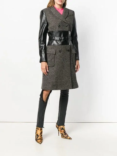 Shop Moschino Belted Coat In Black
