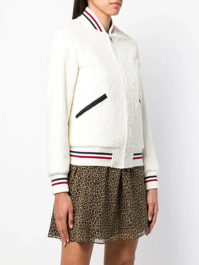 Shop Saint Laurent Giubbotto Varsity Jacket In White