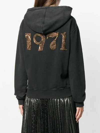 Shop Saint Laurent 1971 Embellished Hoodie In Black