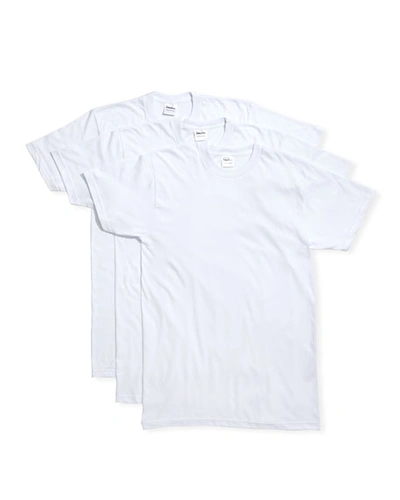 Shop Neiman Marcus Men's 3-pack Cotton Stretch T-shirts In White