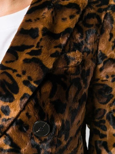 Shop Alberto Biani Leopard Faux Fur Jacket - Brown