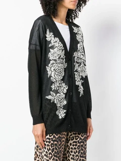 Shop Twinset Twin-set Floral Tapestry Cardigan - Black
