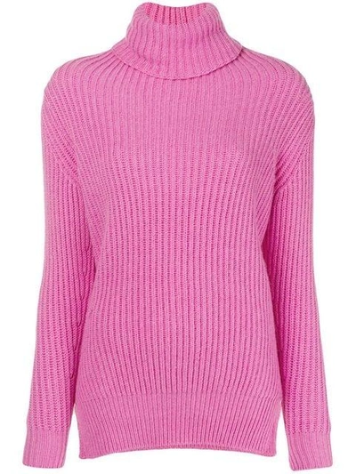 Shop Avant Toi Ribbed Roll Neck Sweater In Pink