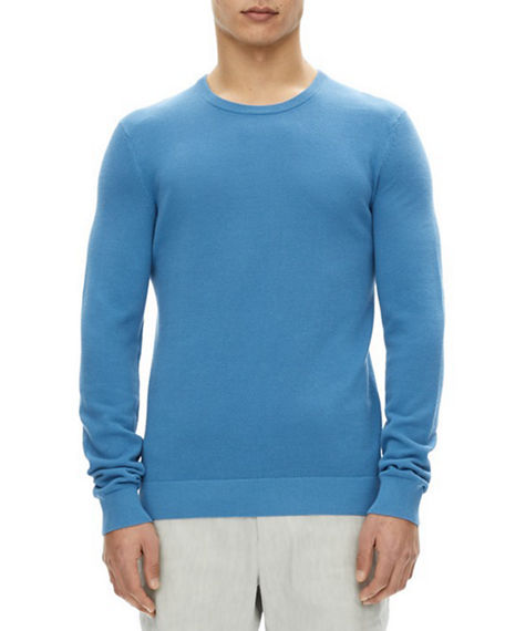 Theory Riland Pique-knit Sweater In Lagoon | ModeSens