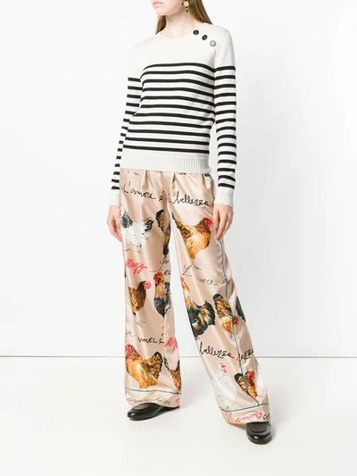 Shop Dolce & Gabbana Chicken Print Palazzo Pants In Neutrals