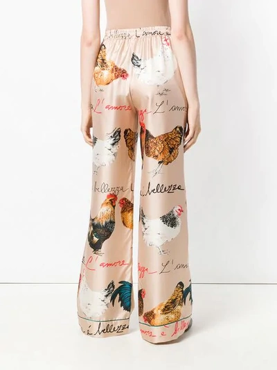 Shop Dolce & Gabbana Chicken Print Palazzo Pants In Neutrals