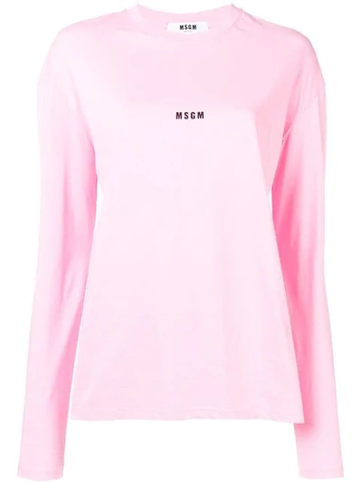 Shop Msgm Logo T-shirt - Pink