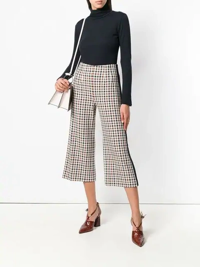 Shop Veronica Beard Check Cropped Trousers - Neutrals