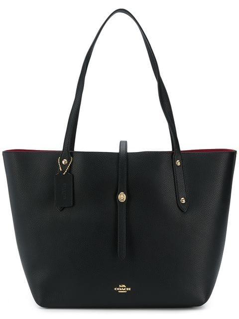 coach black and red tote