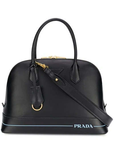 Shop Prada Logo Stamped Tote - Black