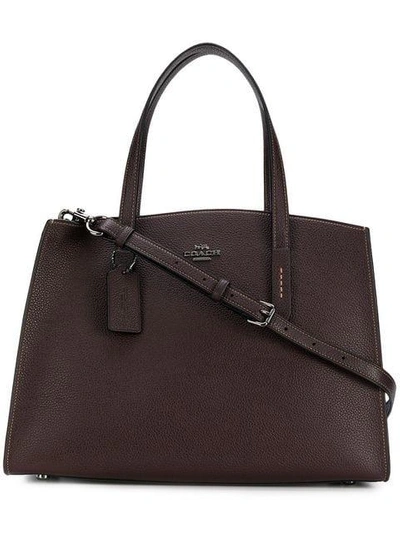 Coach Charlie Carryall In Burgundy Polished Pebble Leather In Red ModeSens