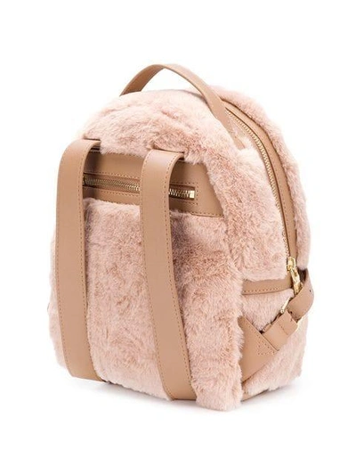 Shop Love Moschino Faux Fur Backpack - Neutrals