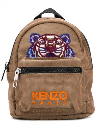 Shop Kenzo Mini Tiger Canvas Backpack - Neutrals In Nude & Neutrals