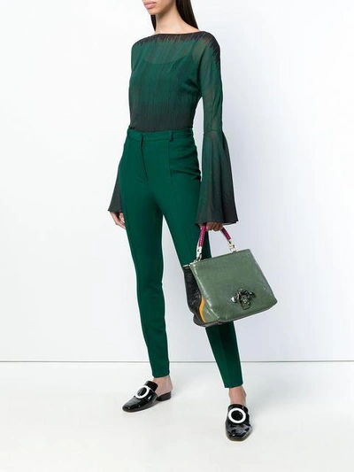 Shop Paula Cademartori Contrast Panel Shoulder Bag - Green