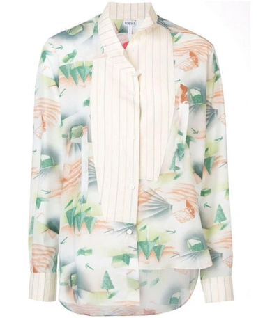 Shop Loewe Printed Blouse In White