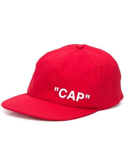 Shop Off-white Logo Print Baseball Cap - Red