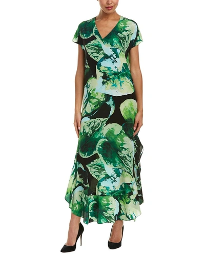 Shop Escada Silk Maxi Dress In Green