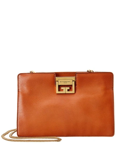 Shop Givenchy Leather Evening Clutch In Brown