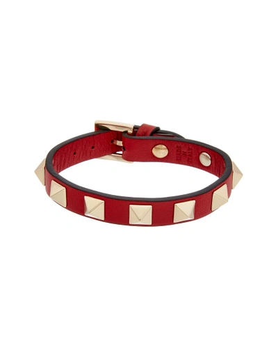 Shop Valentino Rockstud Leather Bracelet In Nocolor