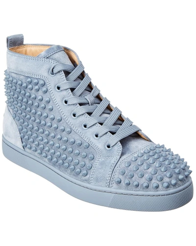 Shop Christian Louboutin Junior Spikes Suede Sneaker In Grey