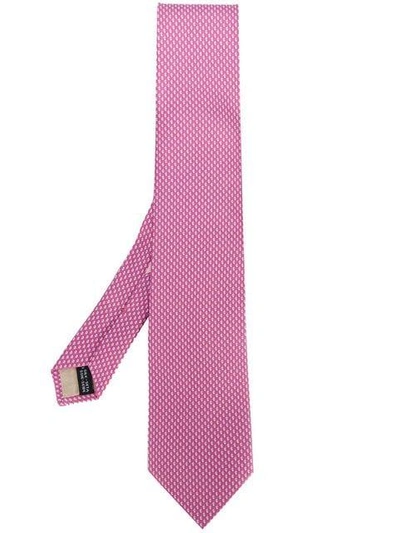 Shop Ferragamo Salvatore  Acorn Print Tie - Pink In Pink & Purple