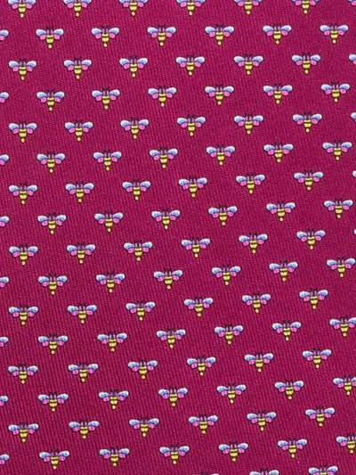 Shop Ferragamo Salvatore  Moth Print Tie - Pink In Pink & Purple