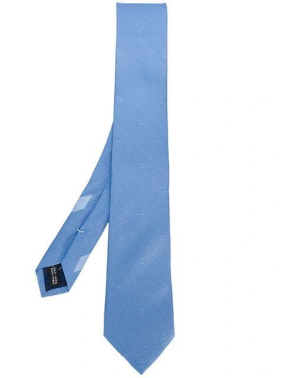 Shop Ferragamo Salvatore  Gancini Embroidered Tie - Blue