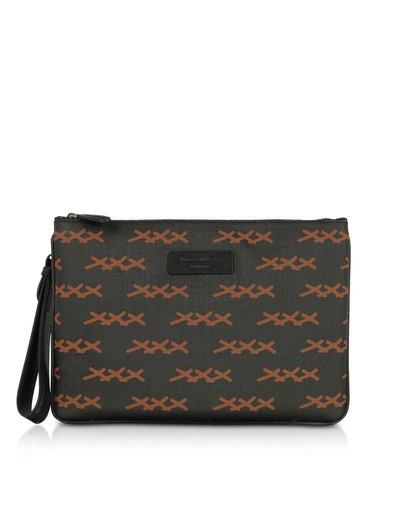 Shop Ermenegildo Zegna Black Xxx Printed Coated Canvas And Vicuna Men's Clutch