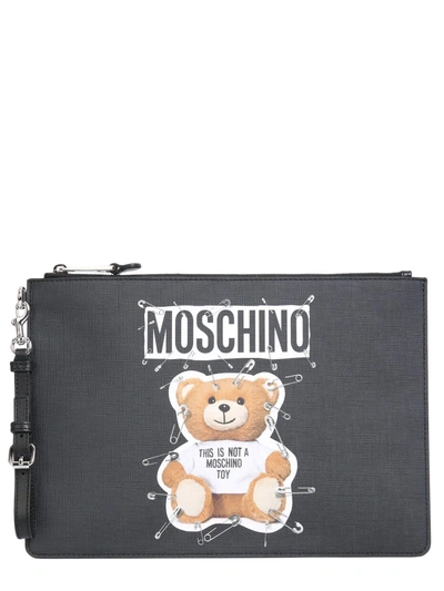 Shop Moschino Teddy Bear Pouch In Nero