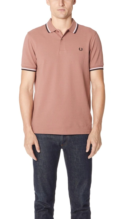 Shop Fred Perry Shirt In Burlwood/white/black