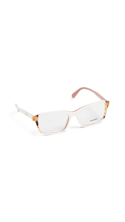 Shop Prada Pr01vv Rectangle Eyeglasses In Pink Havana/clear