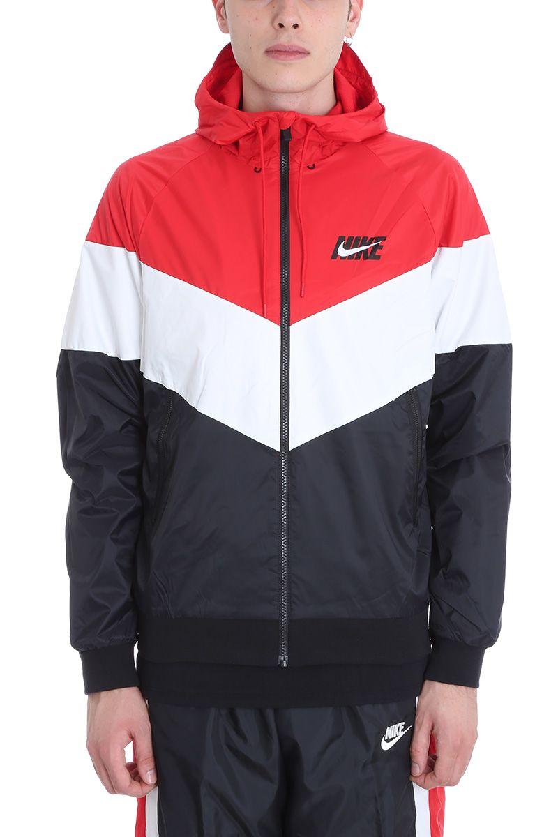 nike windbreaker red black and white